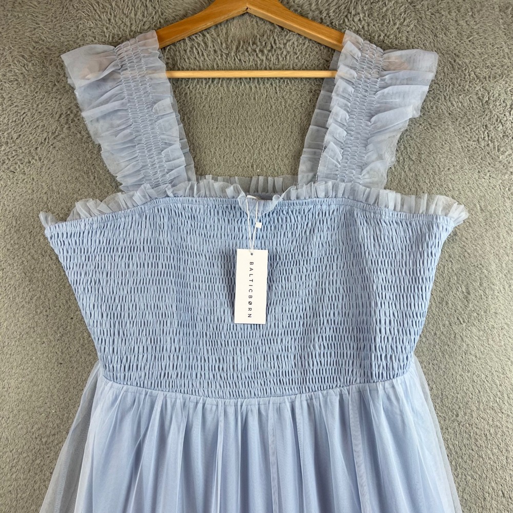 Baltic Born Light Blue Emma Smocked Tulle Dress Ruffle Strap 3XL - Picture 5 of 13